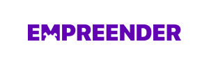 Logotipo roxo da Empreender, empresa voltada para empreendedores de e-commerce, em letras maiúsculas com detalhe em forma de M estilizado, fundo transparente.